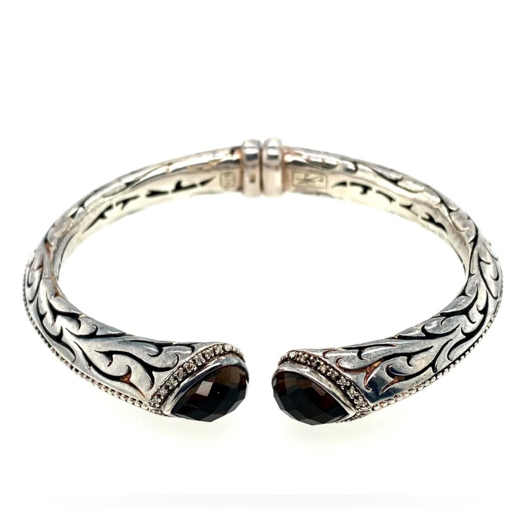 Scott Kay STER Silver With Smokey Quartz And Diamond Ladies Cuff Bracelet